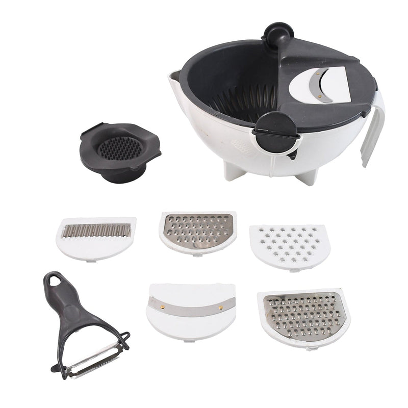 Multifunctional Vegetable Fruits Cutter Shredder with Rotating Drain Basket